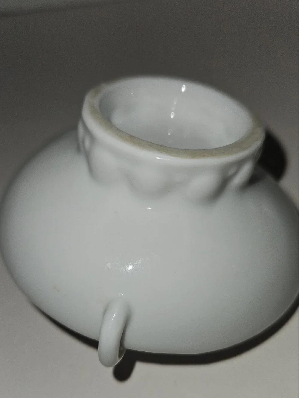 Glossy White Ceramic Dog Trinket Bowl